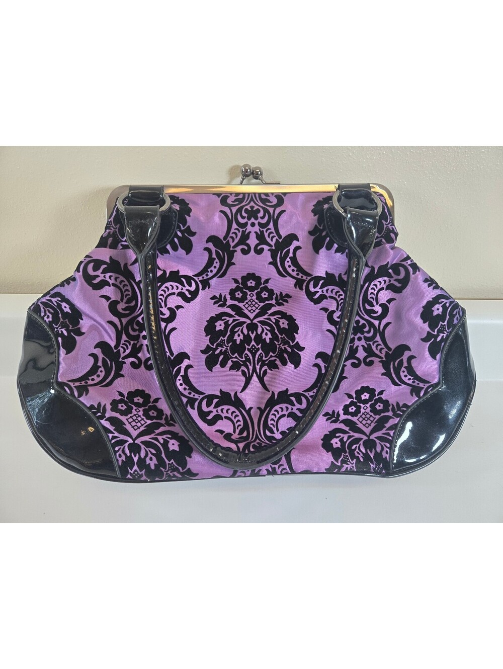 Rock Rebel Purple Damask Purse goth handbag